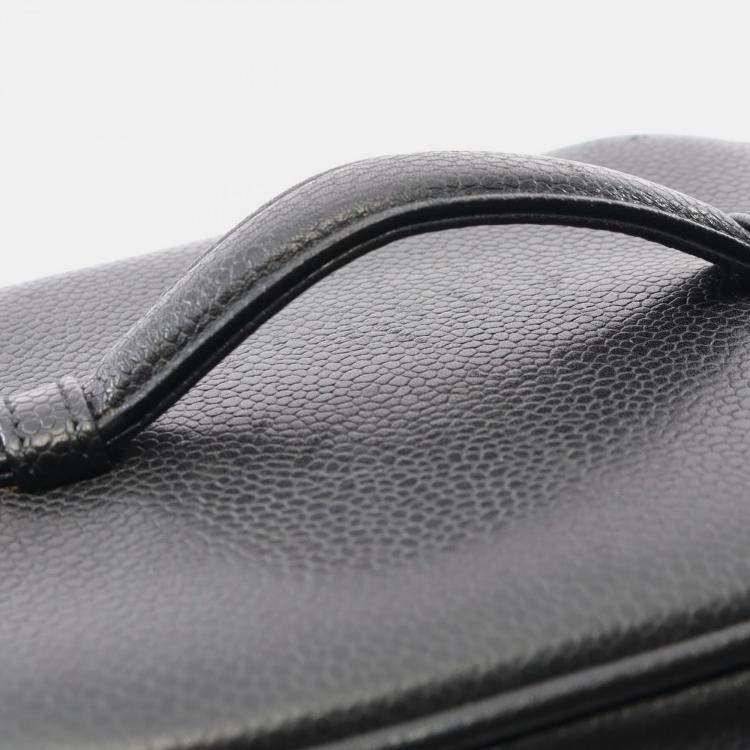 Pre Owned Chanel Coco Mark Vanity Handbag Leather Calfskin Black