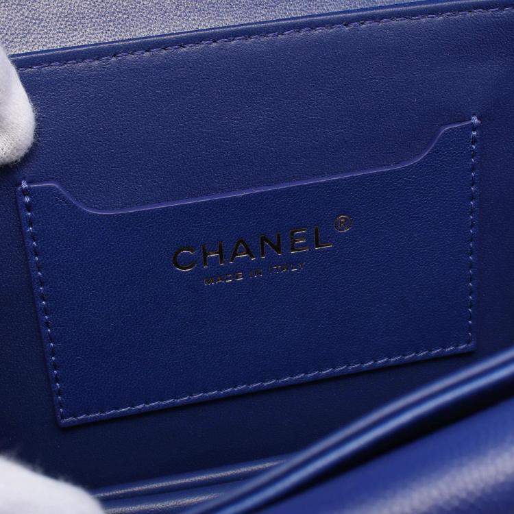 Pre Owned Chanel Matelasse 2Way Hand Shoulder Bag Leather Grained Calfskin Blue