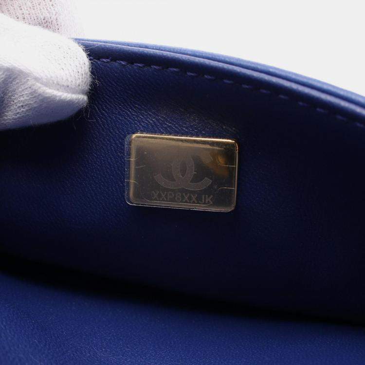 Pre Owned Chanel Matelasse 2Way Hand Shoulder Bag Leather Grained Calfskin Blue