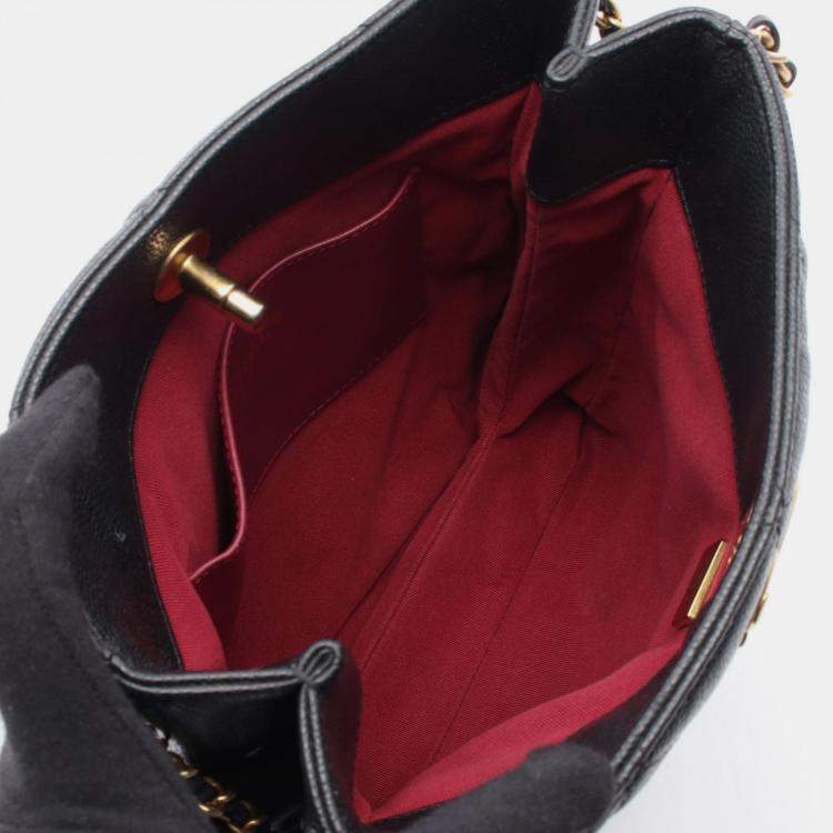 Pre Owned Chanel Small Shopping Matelasse Chain Shoulder Bag Calfskin Black