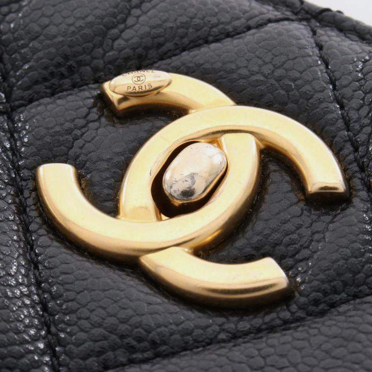 Pre Owned Chanel Small Shopping Matelasse Chain Shoulder Bag Calfskin Black