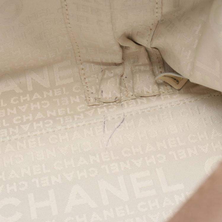 Pre Owned Chanel Chocolate Bar Hand Shoulder Bag Leather Calfskin Beige