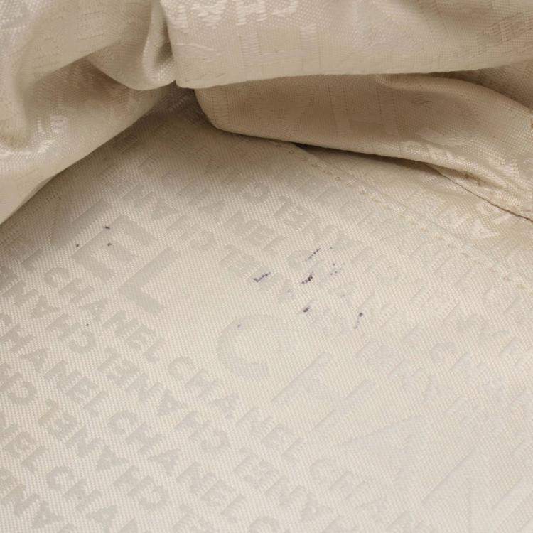 Pre Owned Chanel Chocolate Bar Hand Shoulder Bag Leather Calfskin Beige