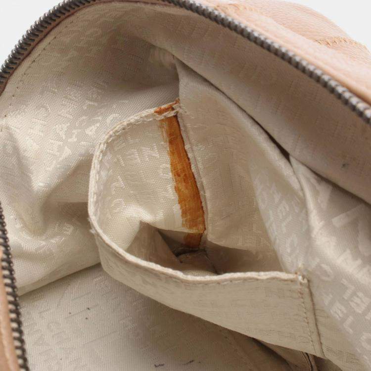 Pre Owned Chanel Chocolate Bar Hand Shoulder Bag Leather Calfskin Beige