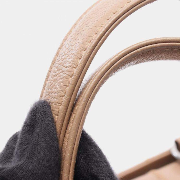 Pre Owned Chanel Chocolate Bar Hand Shoulder Bag Leather Calfskin Beige