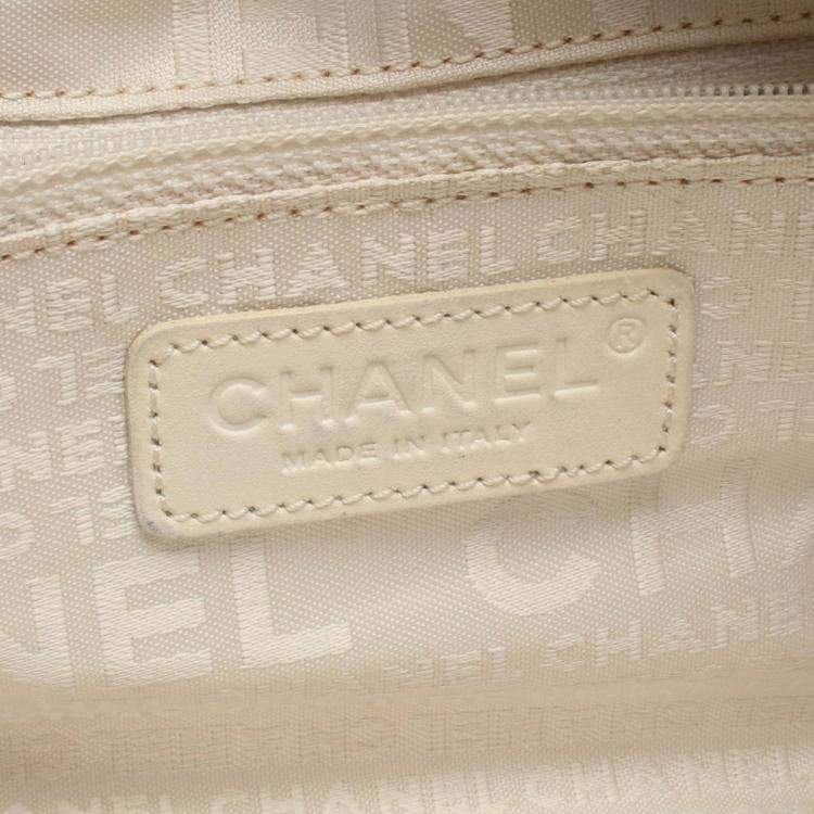 Pre Owned Chanel Chocolate Bar Hand Shoulder Bag Leather Calfskin Beige