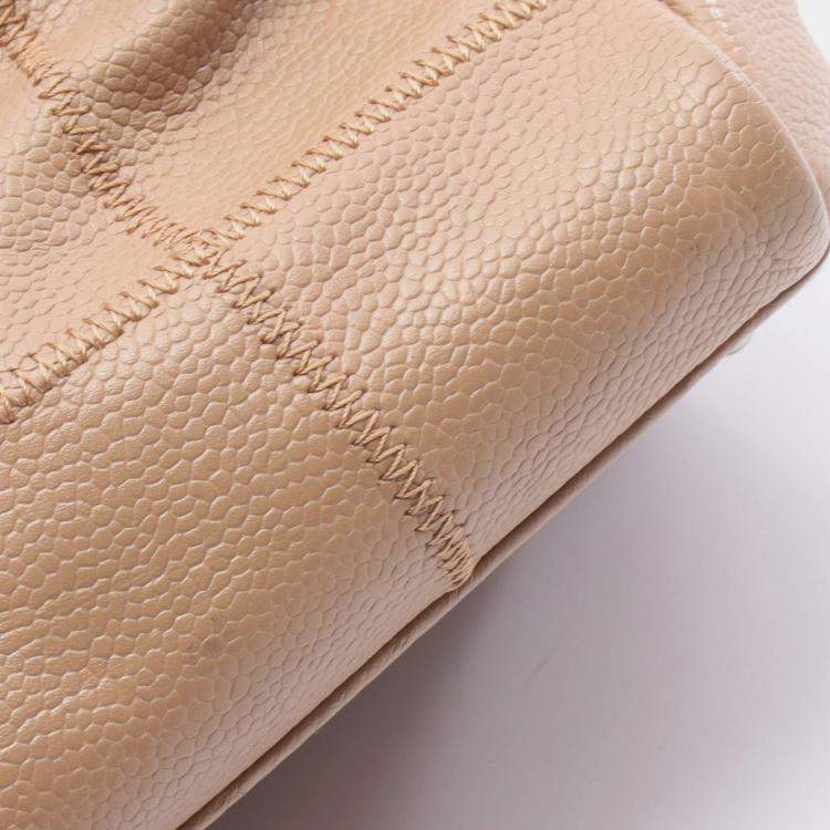 Pre Owned Chanel Chocolate Bar Hand Shoulder Bag Leather Calfskin Beige