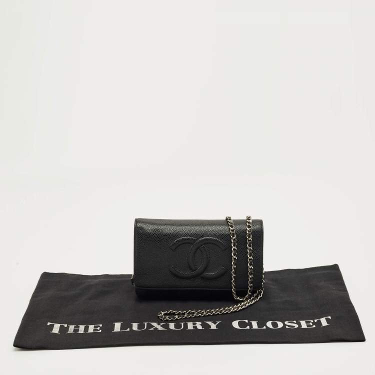 Pre Owned Chanel Black Caviar Leather CC Wallet On Chain