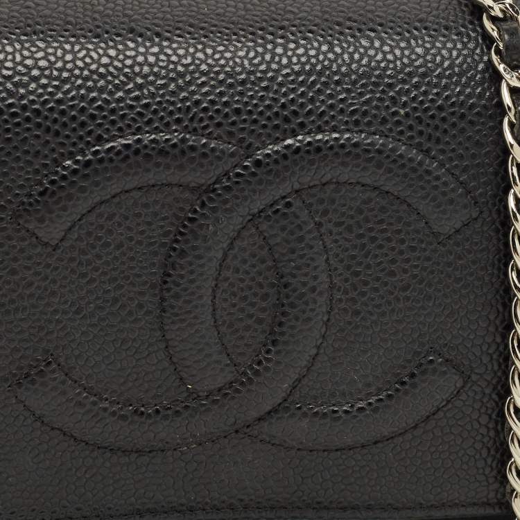 Pre Owned Chanel Black Caviar Leather CC Wallet On Chain