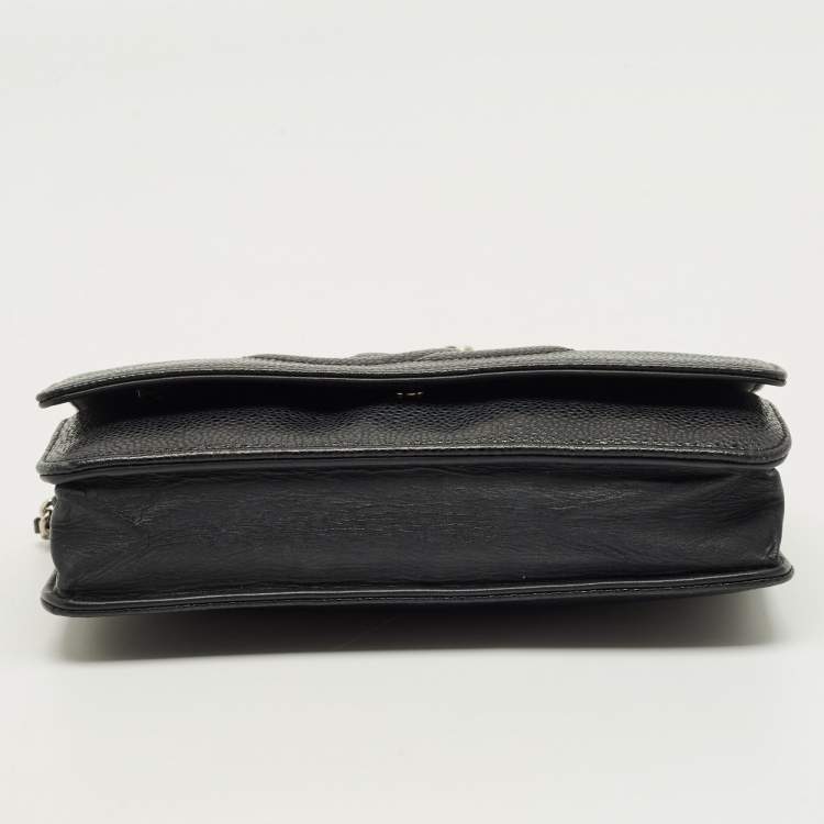 Pre Owned Chanel Black Caviar Leather CC Wallet On Chain
