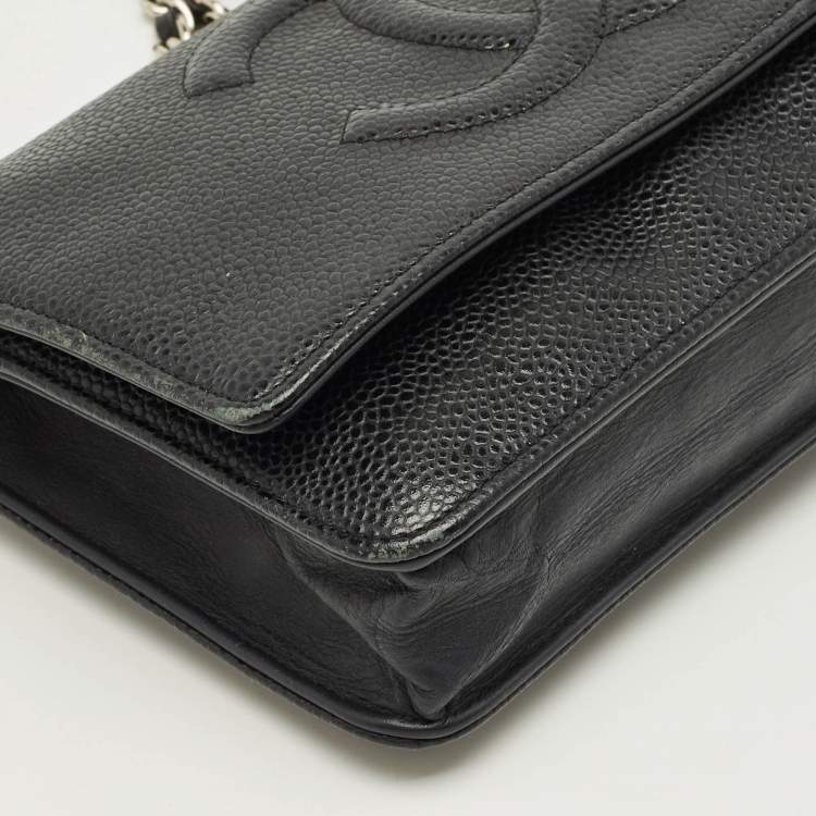 Pre Owned Chanel Black Caviar Leather CC Wallet On Chain