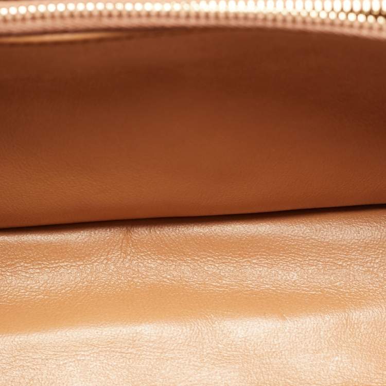 Pre Owned Chanel Beige/Burgundy Caviar Leather and Lizard Small Coco Top Handle Bag