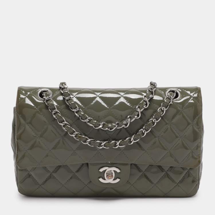 Pre Owned Chanel Classic Double Flap Medium Patent Leather Flap Bag