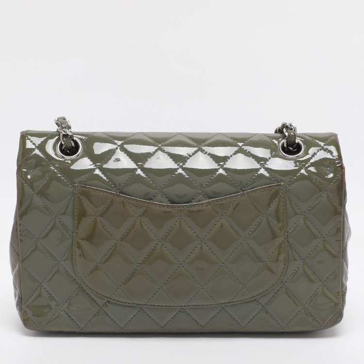 Pre Owned Chanel Classic Double Flap Medium Patent Leather Flap Bag