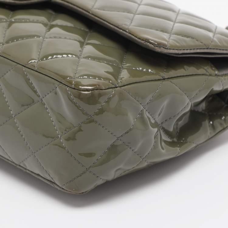 Pre Owned Chanel Classic Double Flap Medium Patent Leather Flap Bag