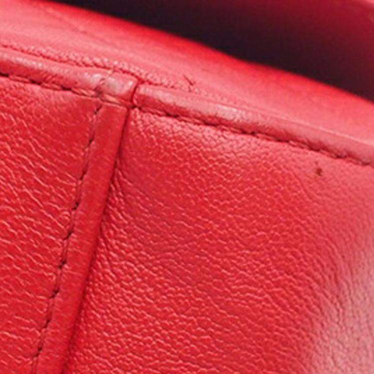 Pre Owned Chanel Red Quilted Lambskin Chain Infinity Top Handle Bag