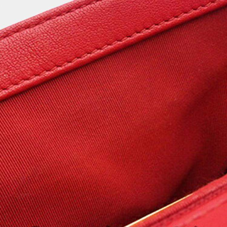 Pre Owned Chanel Red Quilted Lambskin Chain Infinity Top Handle Bag