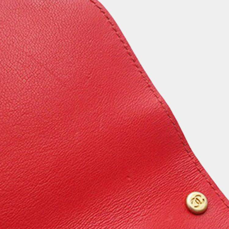 Pre Owned Chanel Red Quilted Lambskin Chain Infinity Top Handle Bag