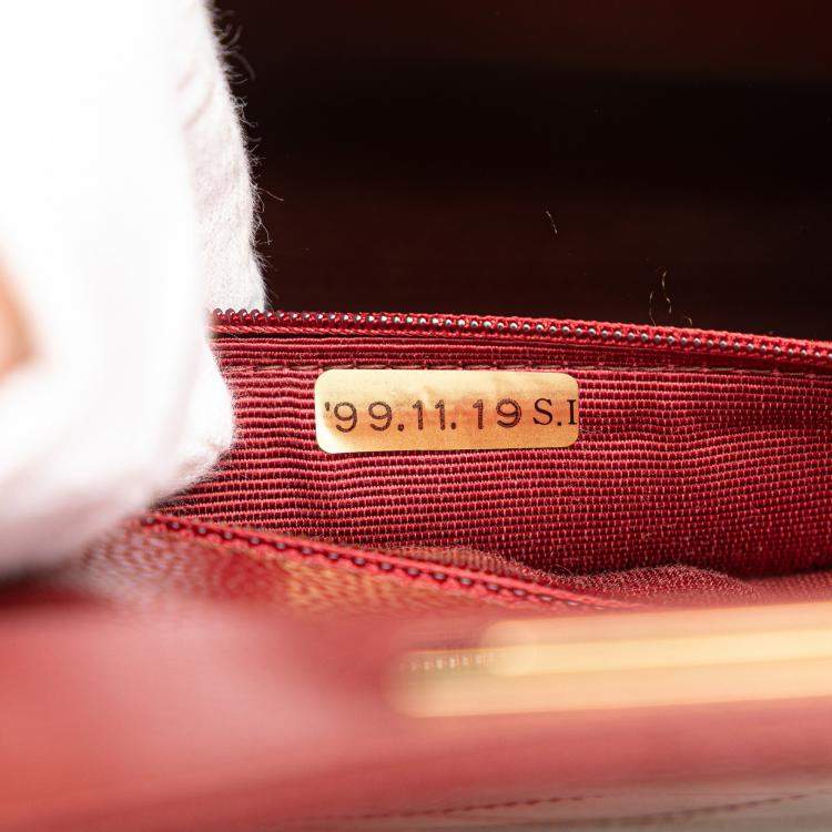 Pre Owned Chanel Red Reissue 2.55 Quilted Caviar Top Handle Flap