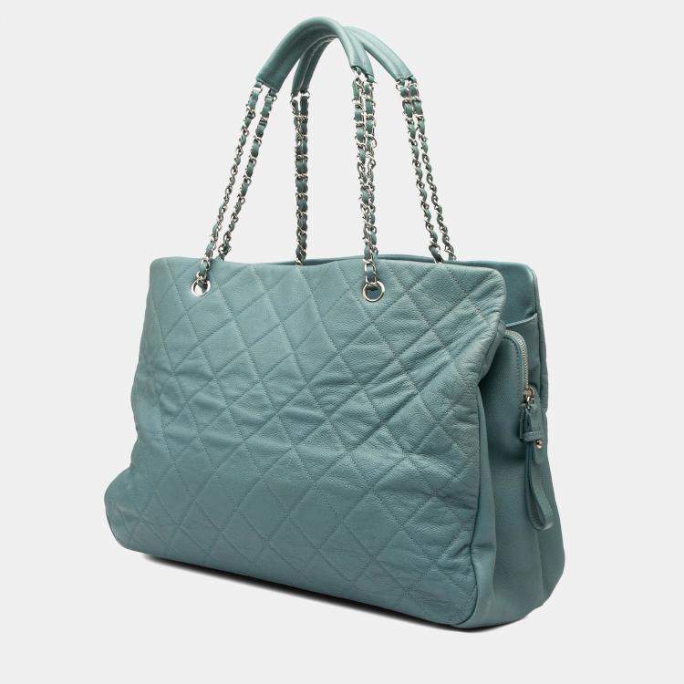 Pre Owned Chanel Blue Quilted Caviar Timeless Tote XL