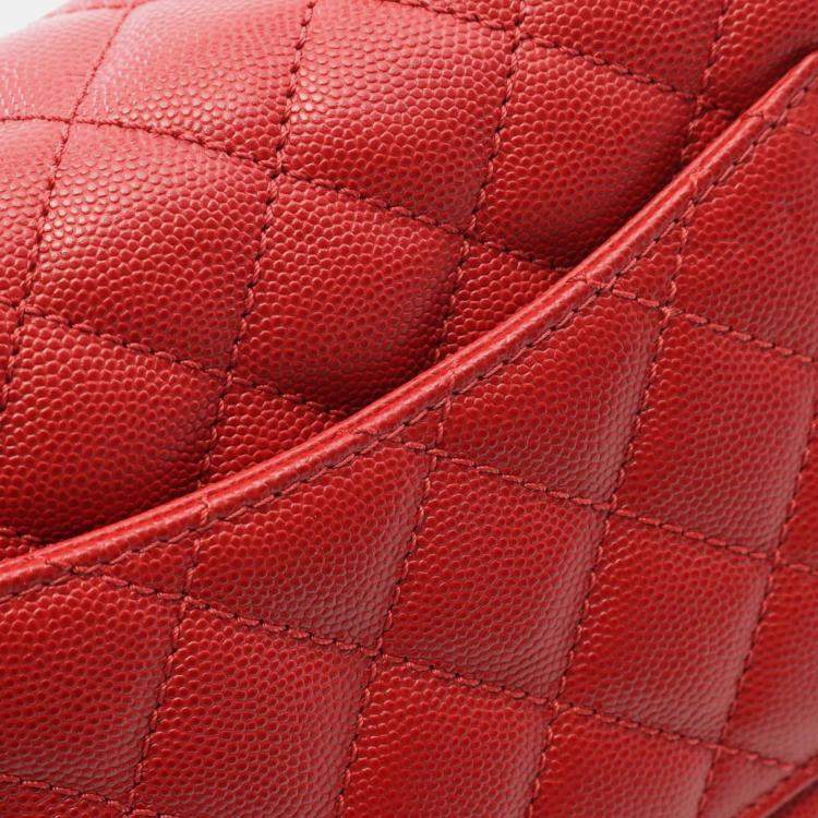 Pre Owned Chanel Matelasse Coco Handle Flap Red Calfskin Handbag 