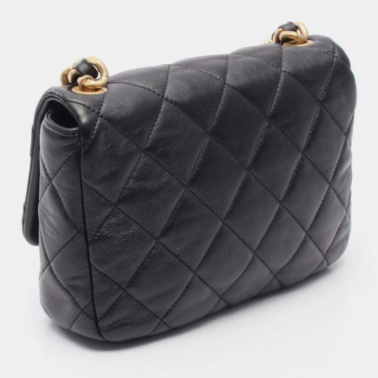 Pre Owned Chanel Matelasse Black Leather Shoulder Bag