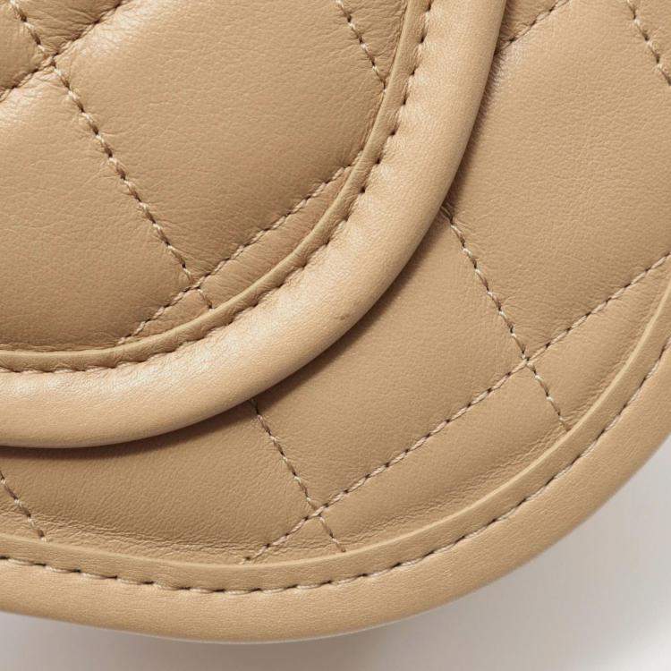 Pre Owned Chanel Matelasse Shoulder Bag Leather Beige