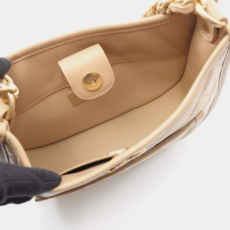 Pre Owned Chanel Matelasse Shoulder Bag Leather Beige