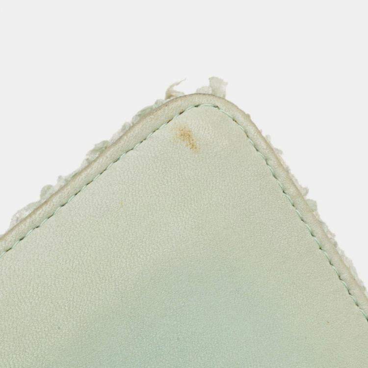 Pre Owned Chanel Matelasse 25 Coco Mark Double Flap Chain Shoulder Bag In Green Mint Tweed And Leather