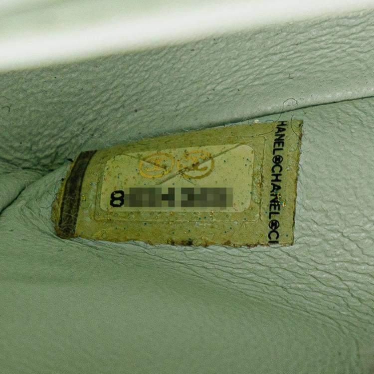 Pre Owned Chanel Matelasse 25 Coco Mark Double Flap Chain Shoulder Bag In Green Mint Tweed And Leather