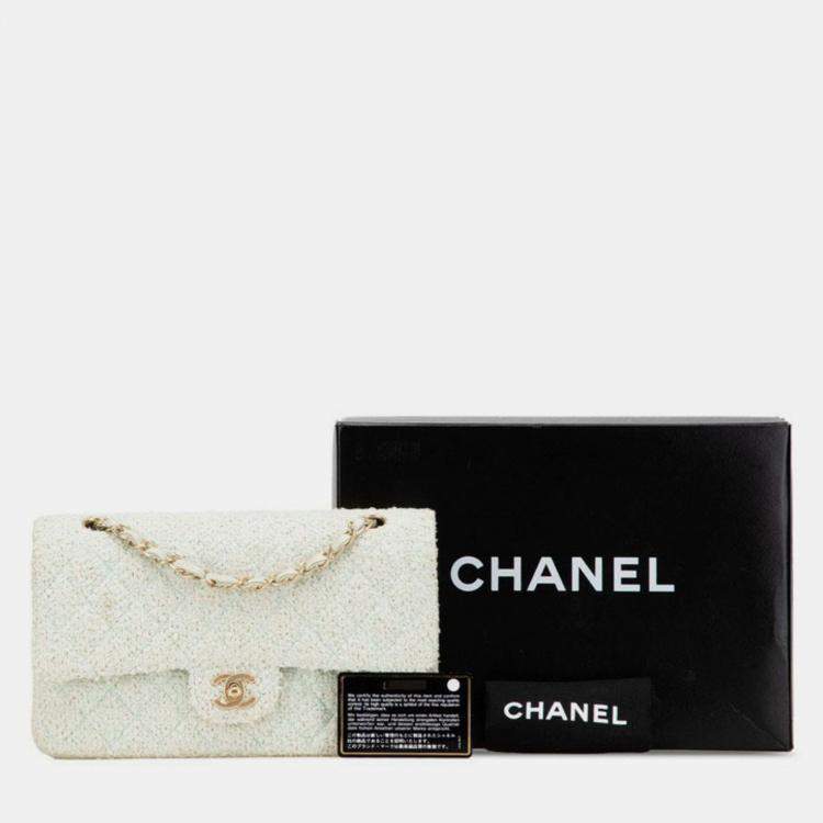 Pre Owned Chanel Matelasse 25 Coco Mark Double Flap Chain Shoulder Bag In Green Mint Tweed And Leather