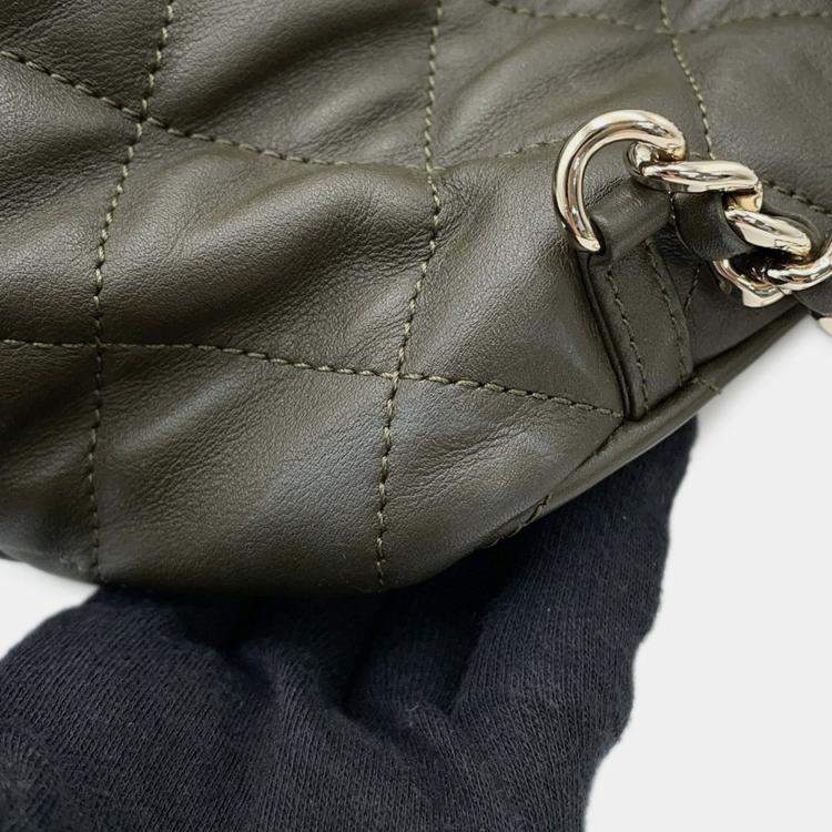 Pre Owned Chanel Matelasse Coco Mark Black Lambskin Backpack