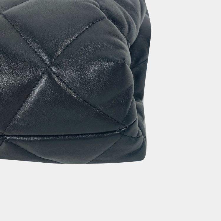 Pre Owned Chanel Chain Bag Quilted Matelasse Small Shopping Cc Coco Mark Shoulder Lambskin Black