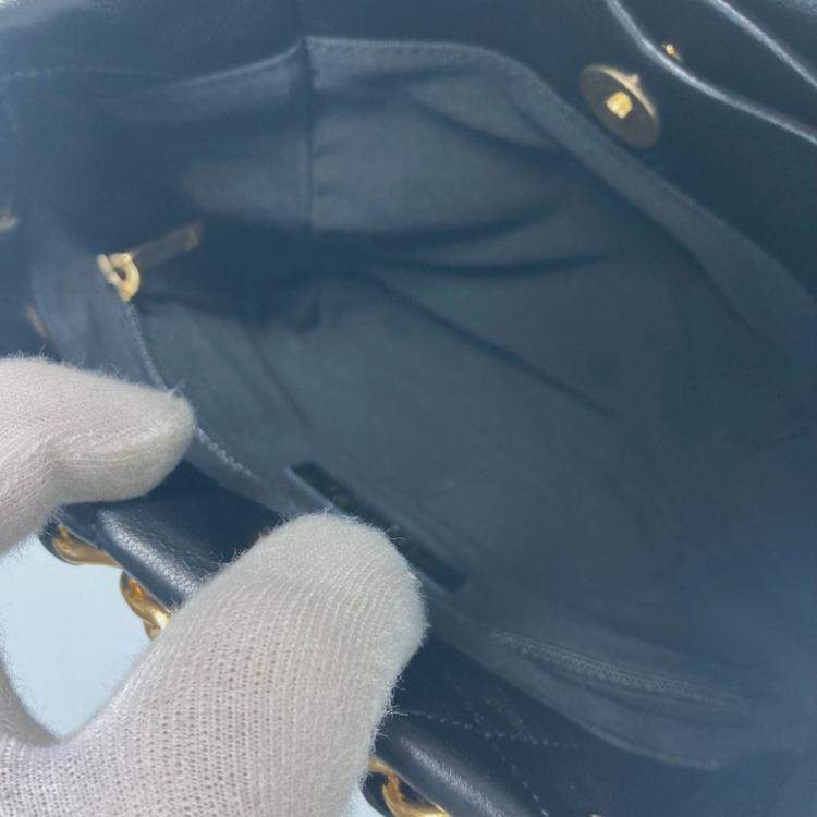 Pre Owned Chanel Chain Bag Quilted Matelasse Small Shopping Cc Coco Mark Shoulder Lambskin Black