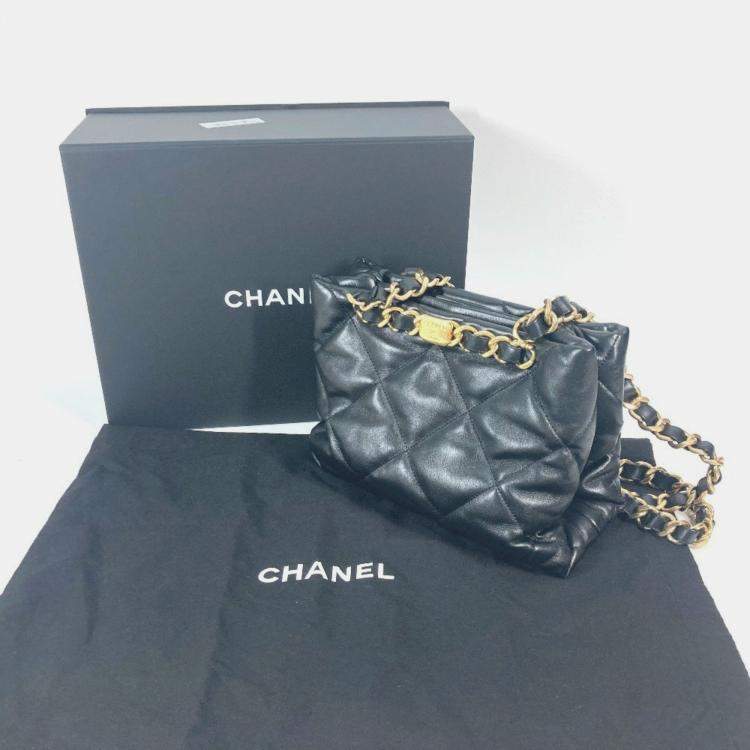 Pre Owned Chanel Chain Bag Quilted Matelasse Small Shopping Cc Coco Mark Shoulder Lambskin Black
