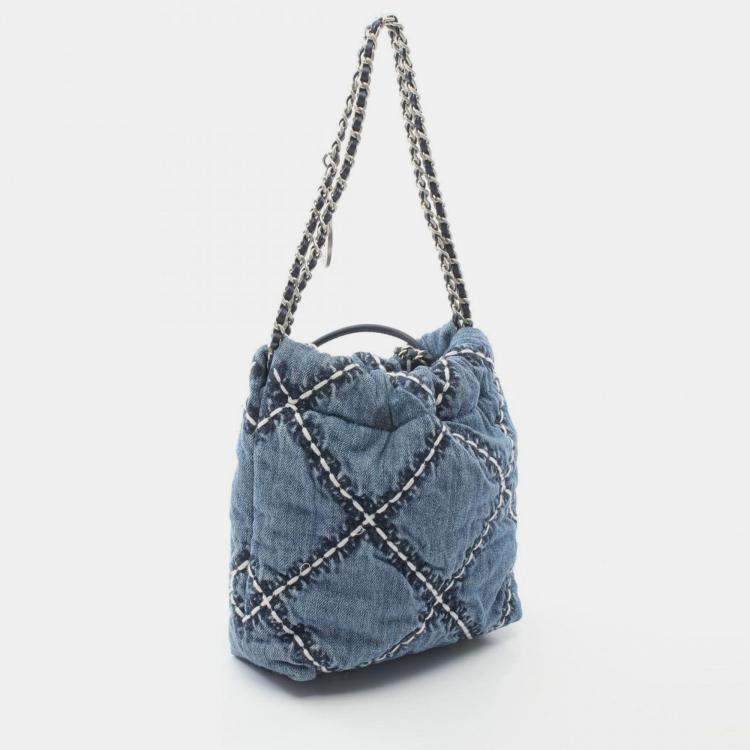 Pre Owned Chanel 22 Mini Shoulder Bag Denim Blue