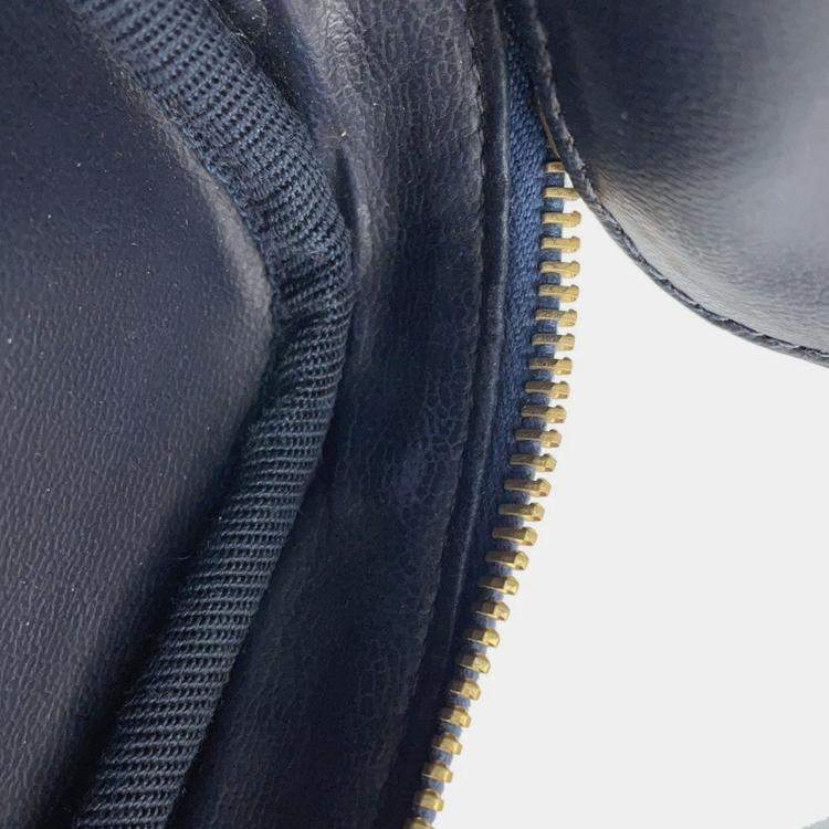 Pre Owned Chanel Handbag Coco Mark Blue Denim Vanity Bag