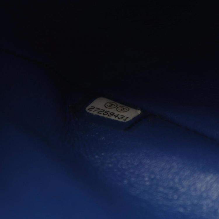 Pre Owned Chanel Chevron V-Stitch W-Flap Shoulder Bag Lambskin (Sheepskin) Blue