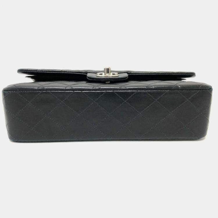 مملوكة مسبقًا Chanel Matelasse 25 Double Chain Flap Shoulder Bag Lambskin Silver Hardware Black