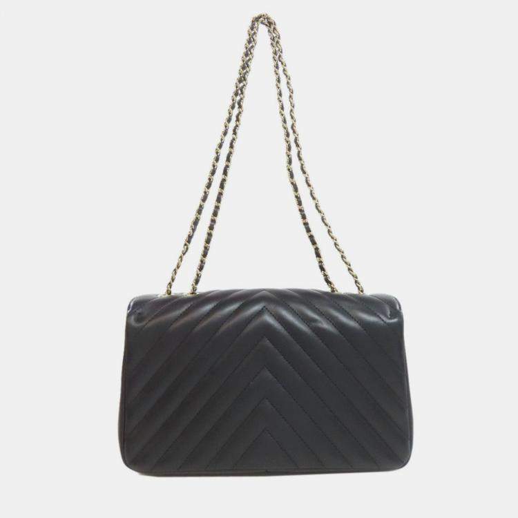 Pre Owned Chanel Chain Shoulder V Stitch Bag Lambskin