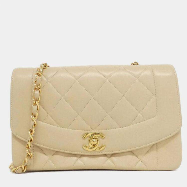 Pre Owned Chanel Beige Leather Shoulder Bag