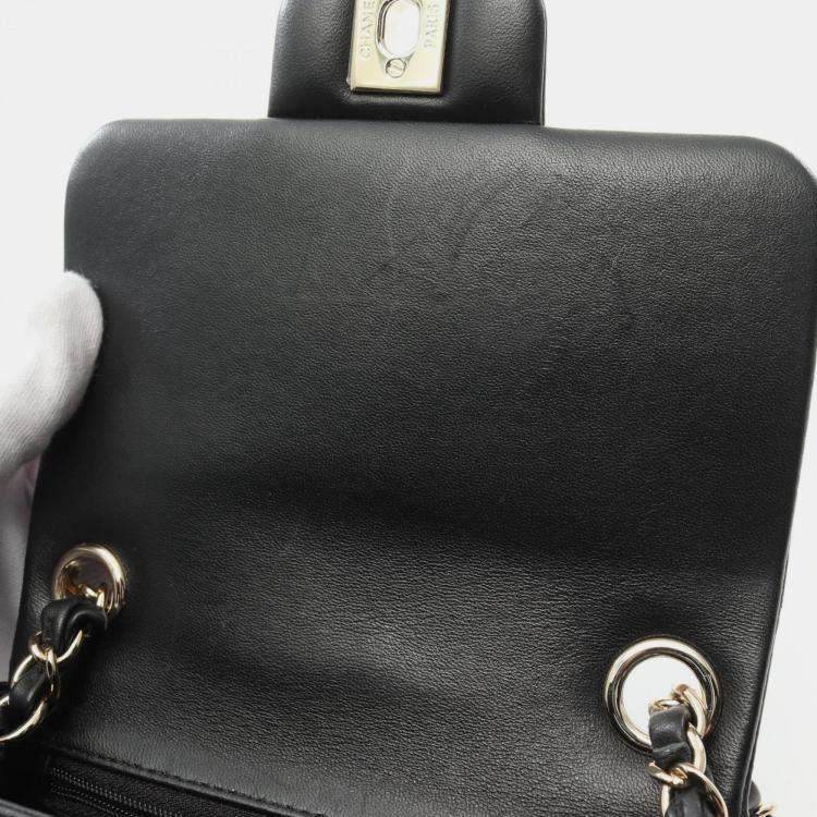 مملوكة مسبقًا Chanel Chocolate Bar Mini Flap Shoulder Bag Lambskin (Sheepskin) Black