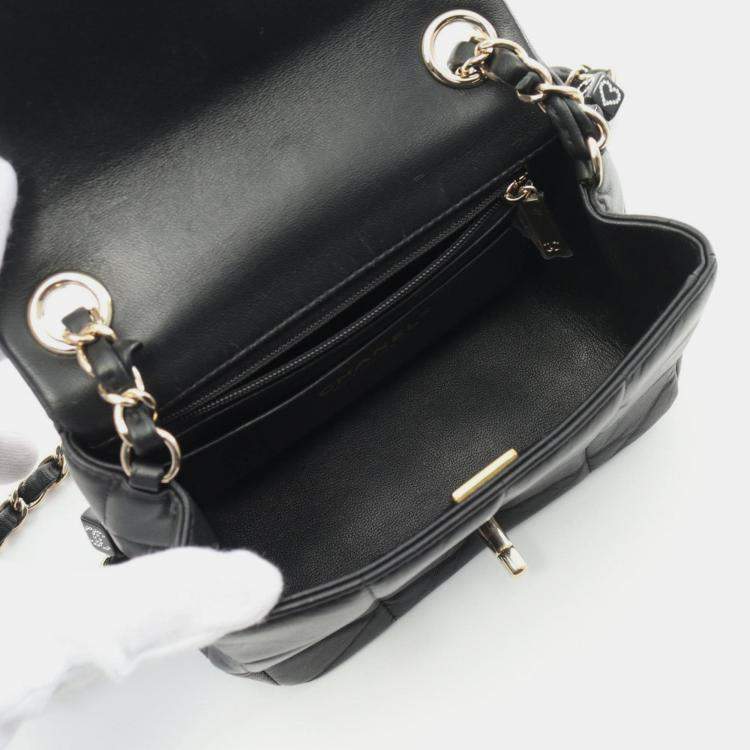 مملوكة مسبقًا Chanel Chocolate Bar Mini Flap Shoulder Bag Lambskin (Sheepskin) Black