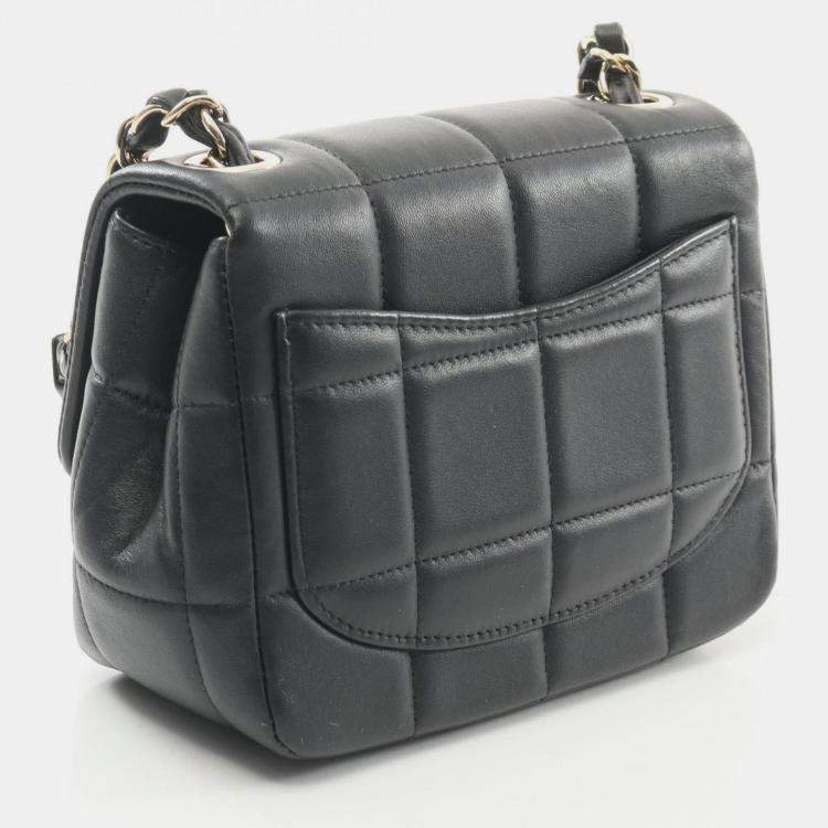 مملوكة مسبقًا Chanel Chocolate Bar Mini Flap Shoulder Bag Lambskin (Sheepskin) Black