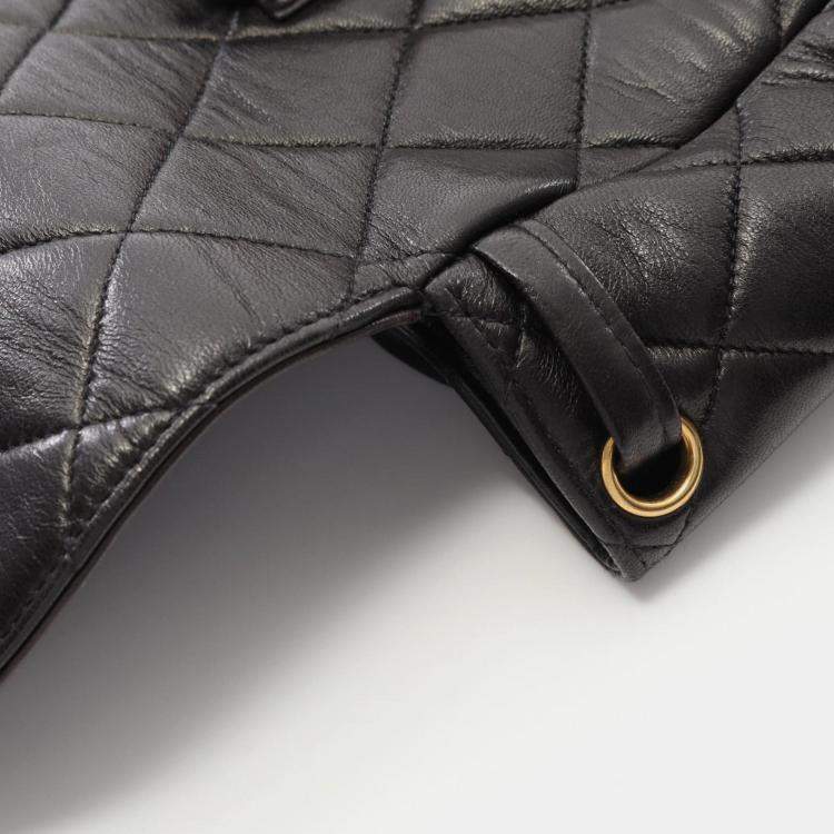 Pre Owned Chanel Matelasse Backpack Lambskin (Sheepskin) Black