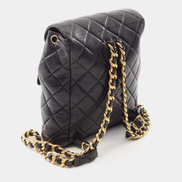 Pre Owned Chanel Matelasse Backpack Lambskin (Sheepskin) Black