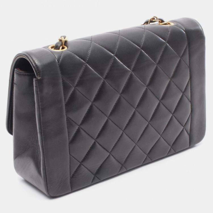مملوكة مسبقًا Chanel Matelasse Diana Flap Shoulder Bag Lambskin (Sheepskin) Black