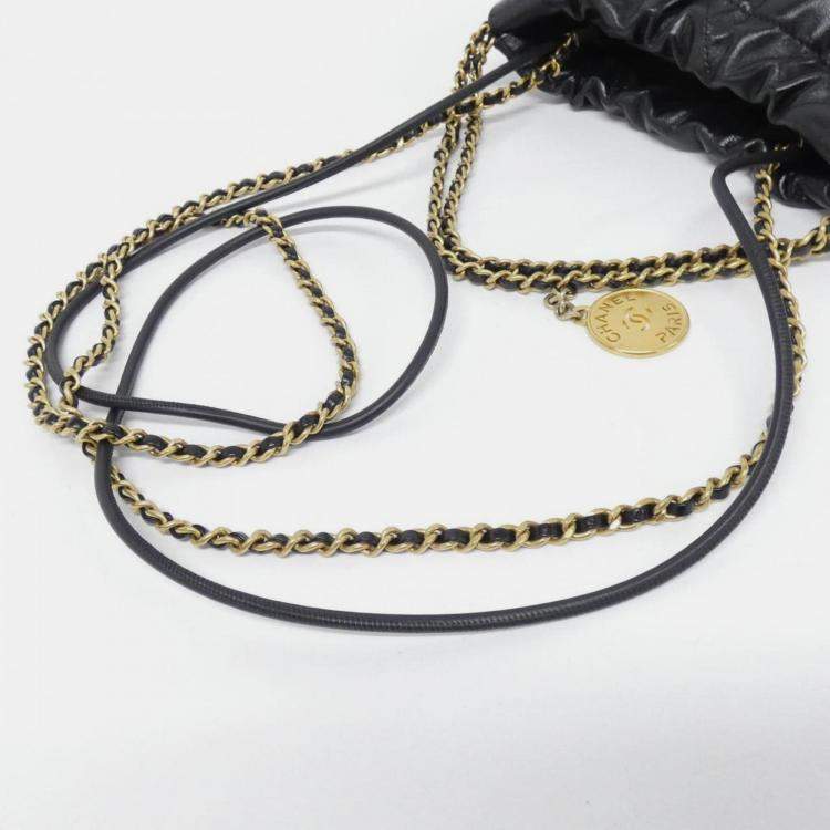 Pre Owned Chanel 22 Line Black Leather Handbag