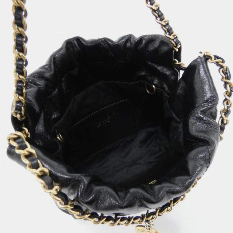 Pre Owned Chanel 22 Line Black Leather Handbag