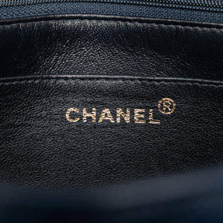 مملوكة مسبقًا Chanel Coco Mark Bias Stitch Chain Shoulder Bag In Navy Caviar Leather